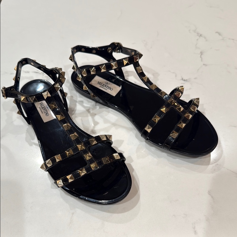 Valentino Black Studded Sandals